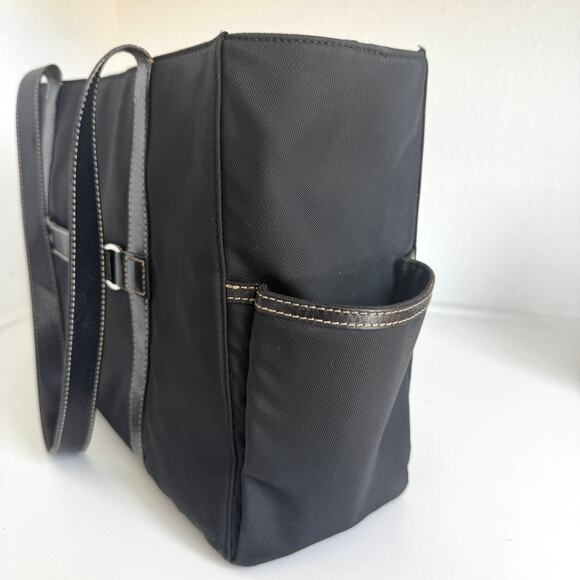 KATE SPADE Large Shoulder Tote Black Nylon Leather Trim Modern Chic Minimalist - Picture 4 of 9